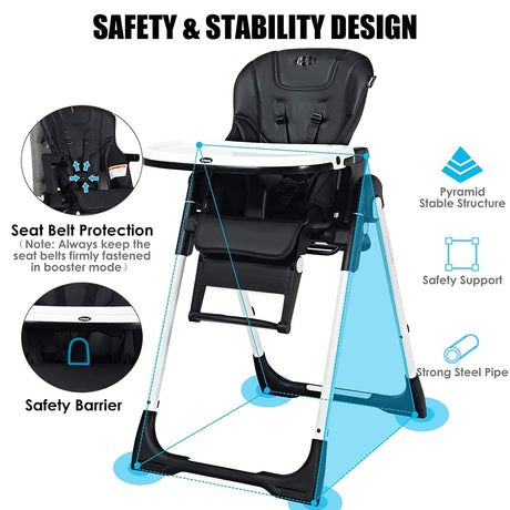 4-in-1 High Chair–Booster Seat with Adjustable Height and Recline