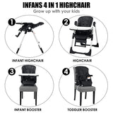 4-in-1 High Chair–Booster Seat with Adjustable Height and Recline