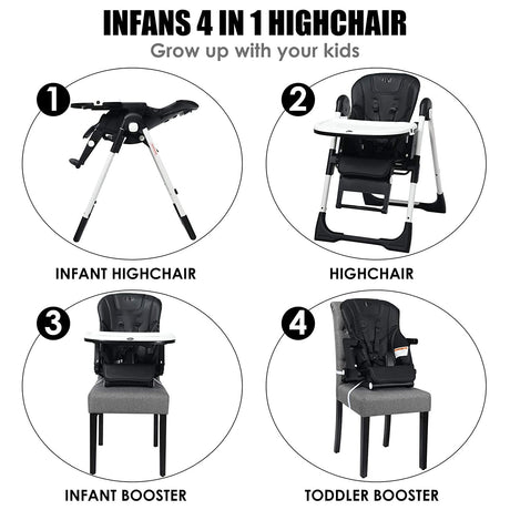 4-in-1 High Chair–Booster Seat with Adjustable Height and Recline