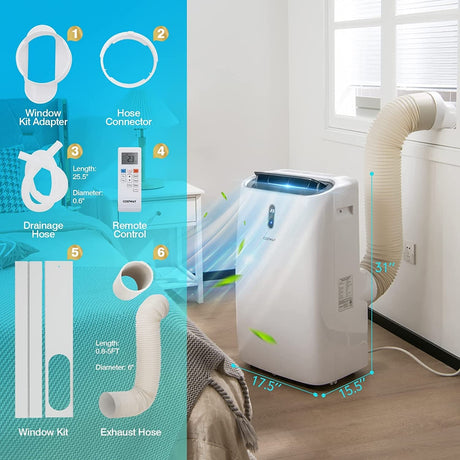 Aire acondicionado portátil 4 en 1 de 12000 BTU con control inteligente - Blanco