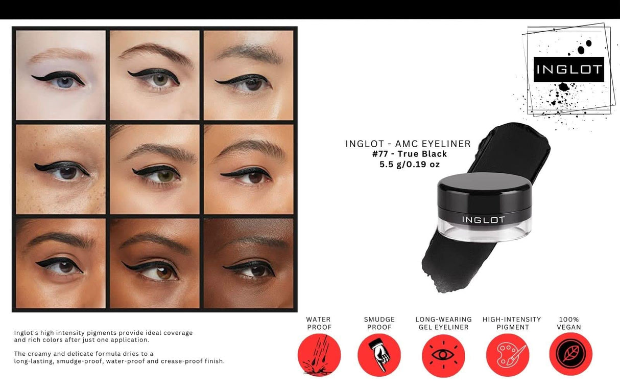 INGLOT AMC EYELINER + DURALINE BUNDLE 3 PIECE SET (GEL 77 + GEL 90 + Duraline)