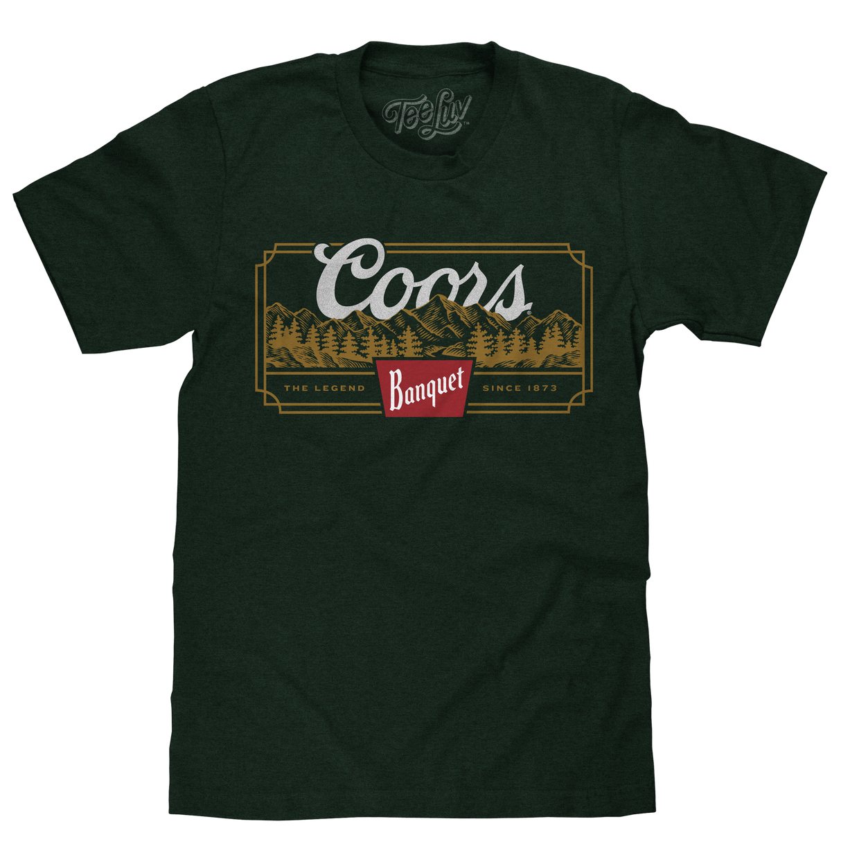 Coors Banquet Beer The Legend Since 1873 Rocky Mountains T-Shirt - Forest Green
