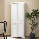 72 Inch Freestanding Kitchen Pantry Cabinet 4 Doors Storage Cupboard Shelves Drawer-White