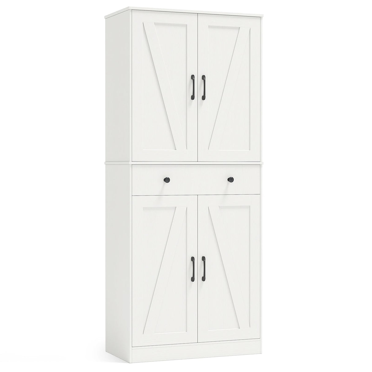72 Inch Tall Modern Farmhouse Cupboard Cabinet with 4 Barn Doors
