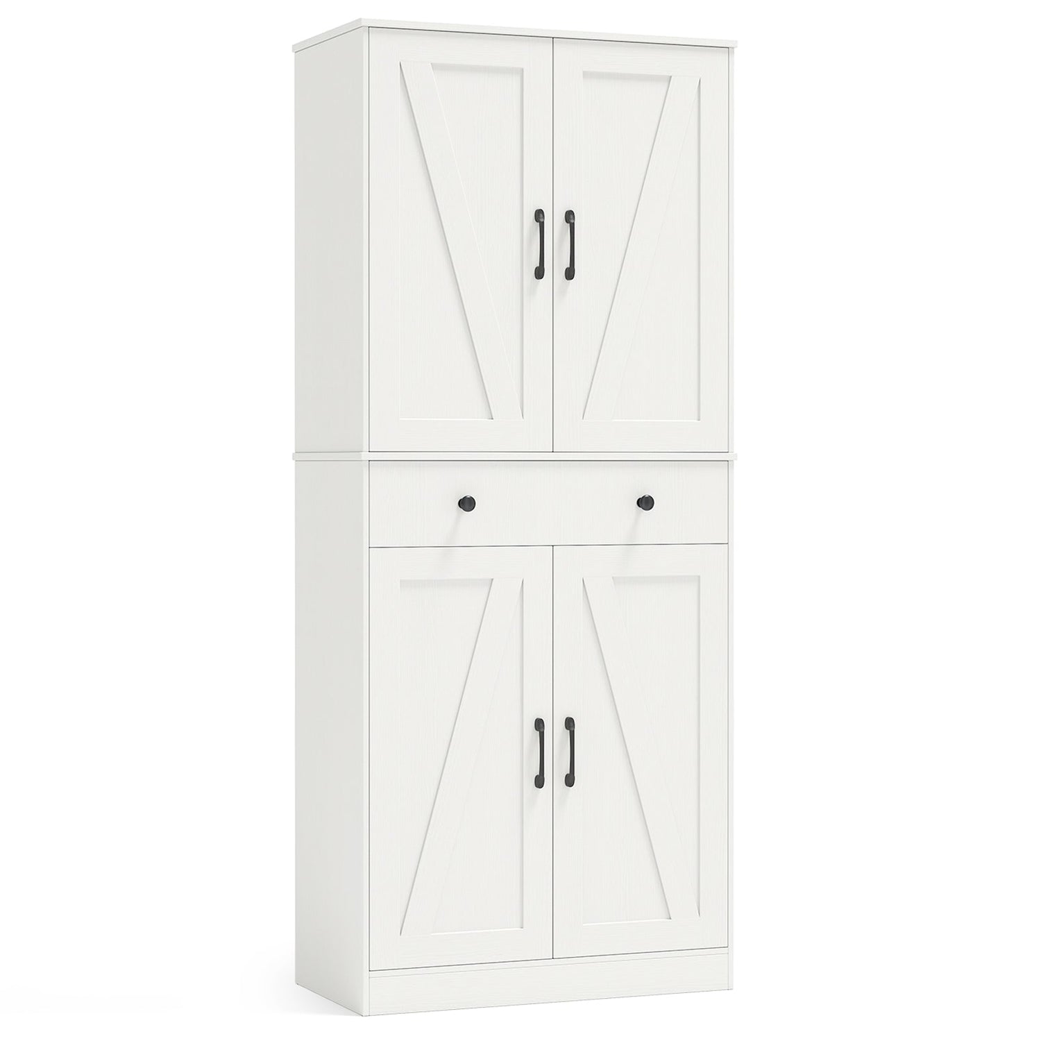 72 Inch Tall Modern Farmhouse Cupboard Cabinet with 4 Barn Doors