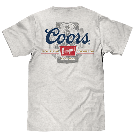 Coors Banquet Beer Front and Back Faded Graphic T-Shirt - Ash Gray