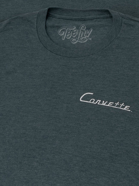 Chevy Corvette C1 Front and Back Print T-Shirt - Navy Heather