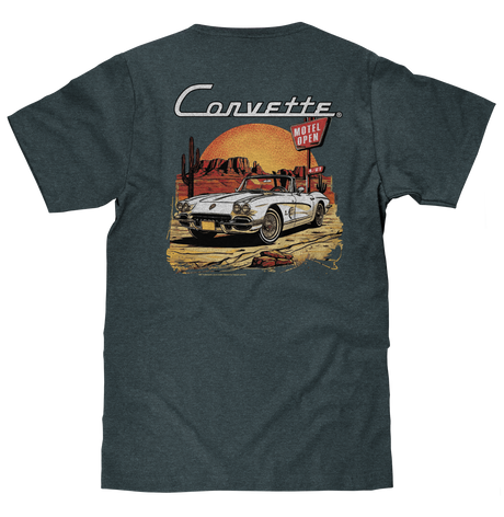 Chevy Corvette C1 Front and Back Print T-Shirt - Navy Heather