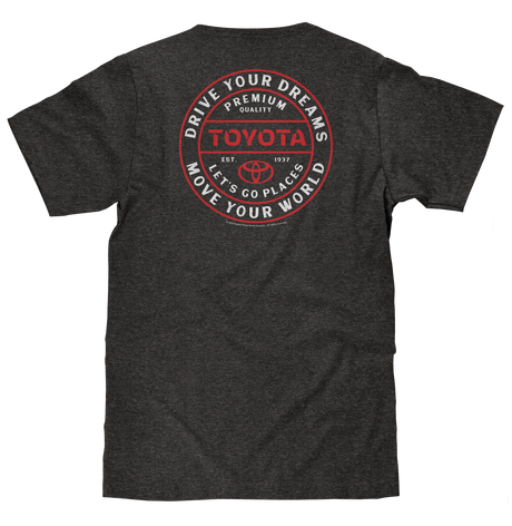 Toyota Drive Your Dreams Left Chest Front and Back Logo T-Shirt - Charcoal Heather