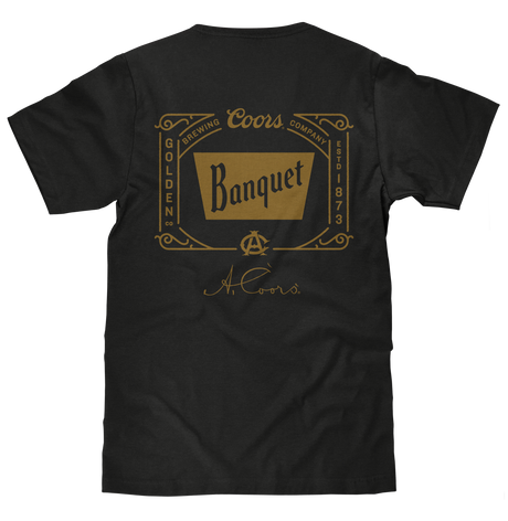 Coors Banquet Beer Double Sided Brewery Logo T-Shirt - Vintage Black