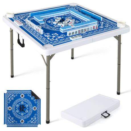 Mesa de Mahjong Plegable de 35 Pulgadas para 4 Jugadores con Portavasos