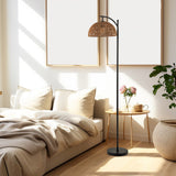Arc Floor Lamp 63 Inches Tall Pole Lamp with Hanging Lampshade-Black