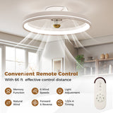 19 Inch Ceiling Fan Low Profile Flush Mount Fan with 3000-6500K Dimmable LED-White