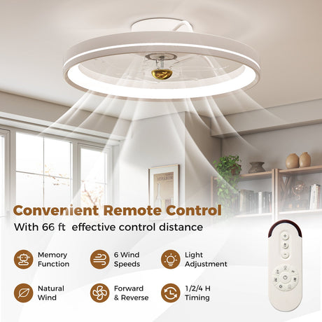 Ventilador de techo de 19 pulgadas de perfil bajo para montaje empotrado con LED regulable de 3000-6500 K - Blanco