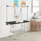 Mesa de peluquería canina plegable con brazos ajustables en altura - Negra