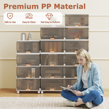 Contenedores de almacenamiento apilables de 3/4/5/6 cubos con ruedas desmontables