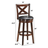 Taburete de bar giratorio con respaldo en X y asiento tapizado en PVC a la altura del mostrador