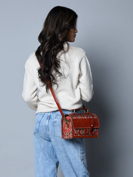 Bolso bandolera "Marrón místico Ajrakh"