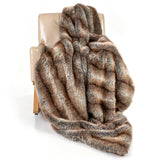 780GSM Soft Plush Fuzzy Luxury Faux Fox Fur Blanket for Sofa-Brown