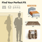 780GSM Soft Plush Fuzzy Luxury Faux Fox Fur Blanket for Sofa-Brown