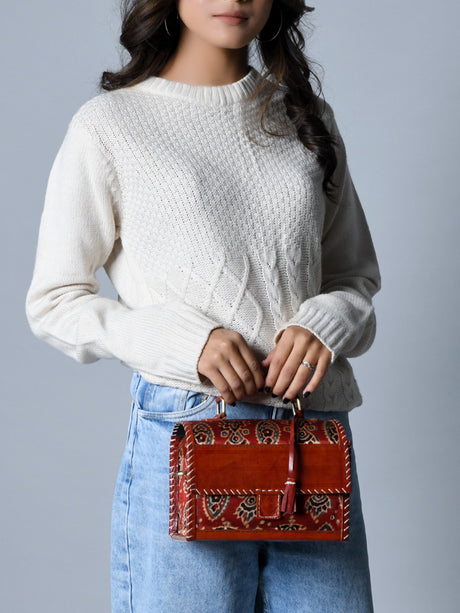 Bolso bandolera "Marrón místico Ajrakh"