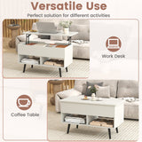 31.5 Inch Lift-Top Coffee Table with Hidden Storage and 2 Open Shelves