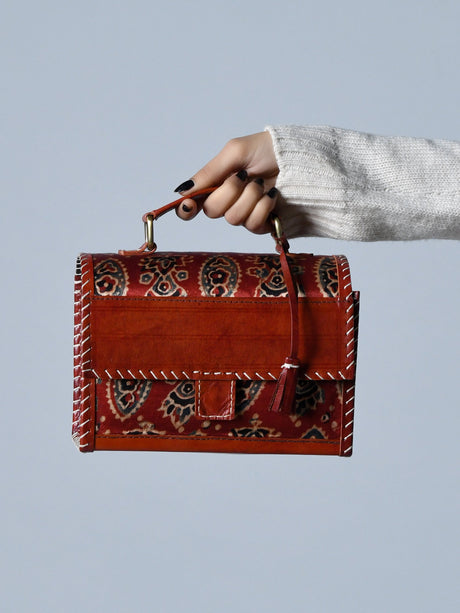 Bolso bandolera "Marrón místico Ajrakh"