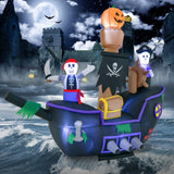 Barco Pirata Inflable de Halloween de 7 Pies de Largo con Luces LED y Soplador