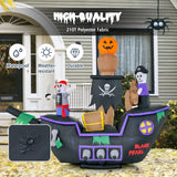 Barco Pirata Inflable de Halloween de 7 Pies de Largo con Luces LED y Soplador