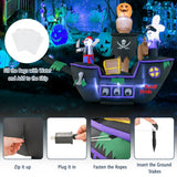 Barco Pirata Inflable de Halloween de 7 Pies de Largo con Luces LED y Soplador