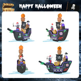 Barco Pirata Inflable de Halloween de 7 Pies de Largo con Luces LED y Soplador