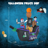 Barco Pirata Inflable de Halloween de 7 Pies de Largo con Luces LED y Soplador