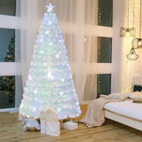 Árbol de Navidad Artificial Blanco Prelit de 5/6/7 pies con Hojas Iridiscentes