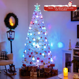 Árbol de Navidad Artificial Blanco Prelit de 5/6/7 pies con Hojas Iridiscentes