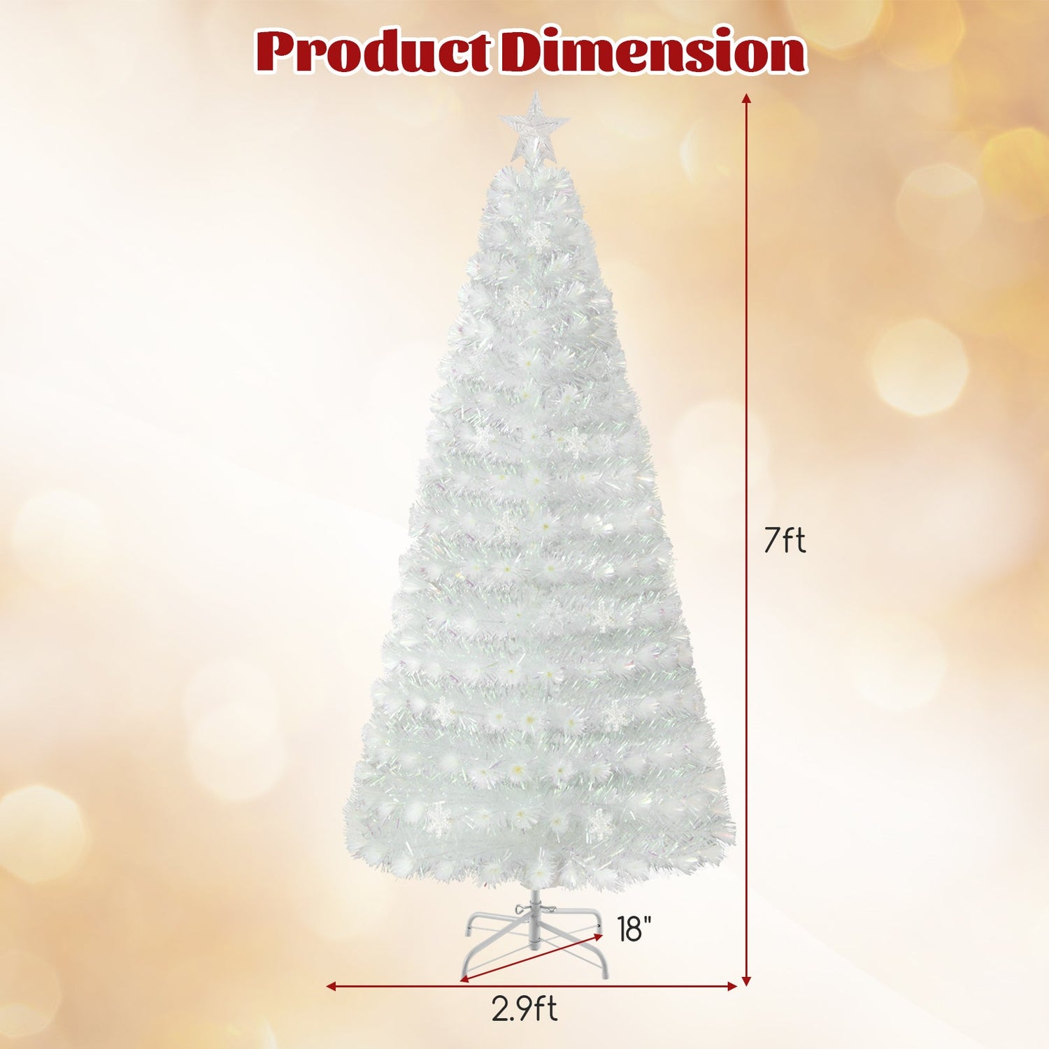 Árbol de Navidad Artificial Blanco Prelit de 5/6/7 pies con Hojas Iridiscentes