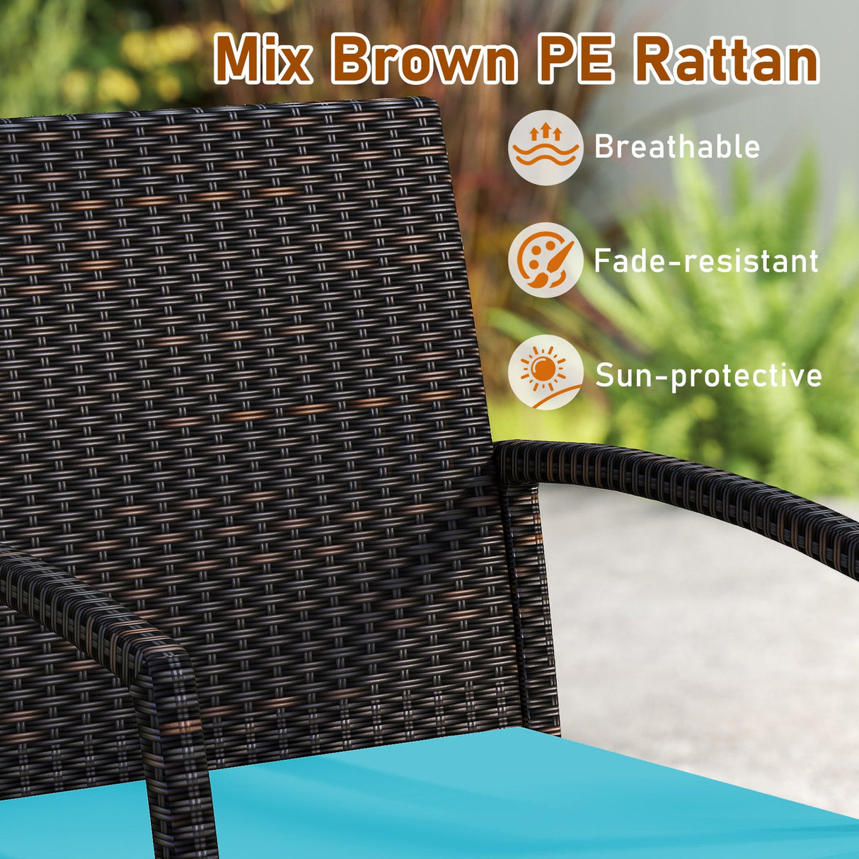 Juego de comedor de exterior de 7 piezas de madera de acacia con mesa con orificio para sombrilla y cojines