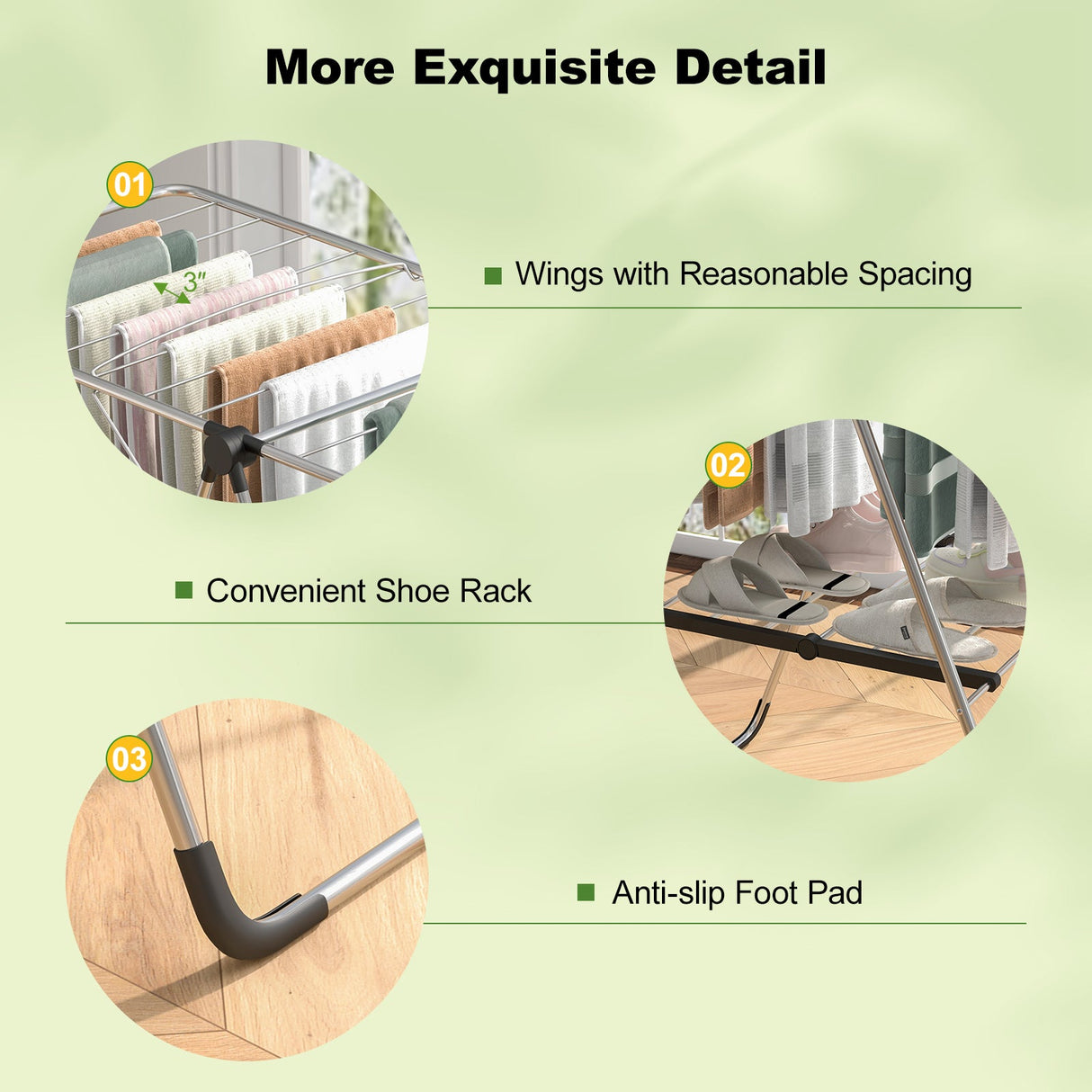 Estante de secado de ropa de 2 niveles, plegable con estructura de aluminio