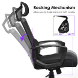 Silla de oficina de malla con respaldo alto giratoria ergonómica