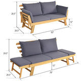 Sofá cama convertible para patio con cojín grueso