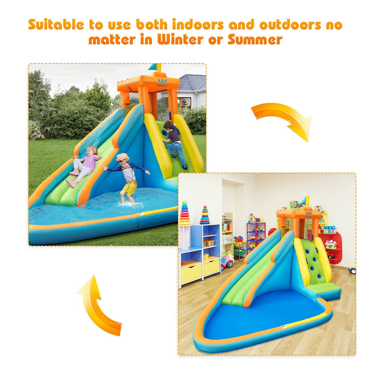 Casa inflable con tobogán de agua sin soplador