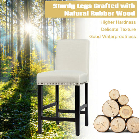 Sillas de cocina de 25 pulgadas con patas de madera de caucho