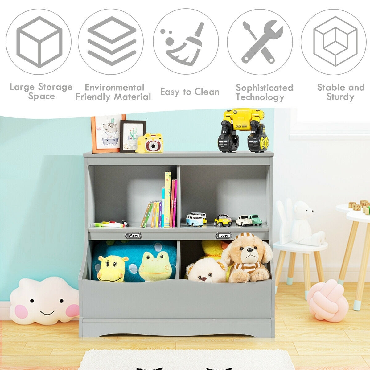 Mueble Bajo Multiusos con Estantería para Niños