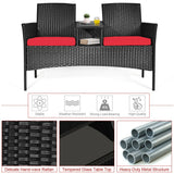 Juego de muebles de conversación para patio de mimbre con cojines extraíbles y mesa
