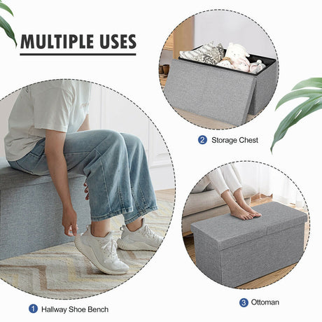 Puf otomano plegable de 30 pulgadas con tapa elevable