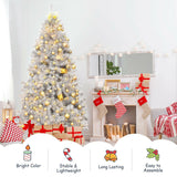 7.5 Ft Hinged Unlit Artificial Silver Tinsel Christmas Tree