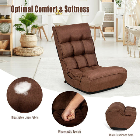 4-Position Adjustable Floor Chair Folding Lazy Sofa