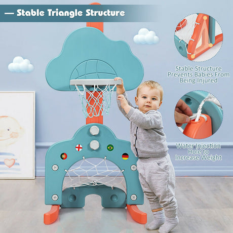 Set de baloncesto 3 en 1 para niños con pelotas