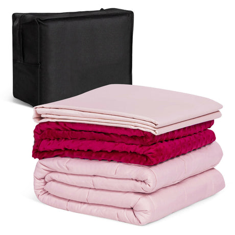 Manta pesada de 3 piezas y 7 libras - Rosa