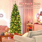 Árbol de Navidad estrecho preiluminado de 6.5 pies con bisagras