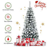 Árbol de Navidad artificial tipo lápiz con bisagras sin luz, cubierto de nieve, de 4.5 pies con 242 ramas
